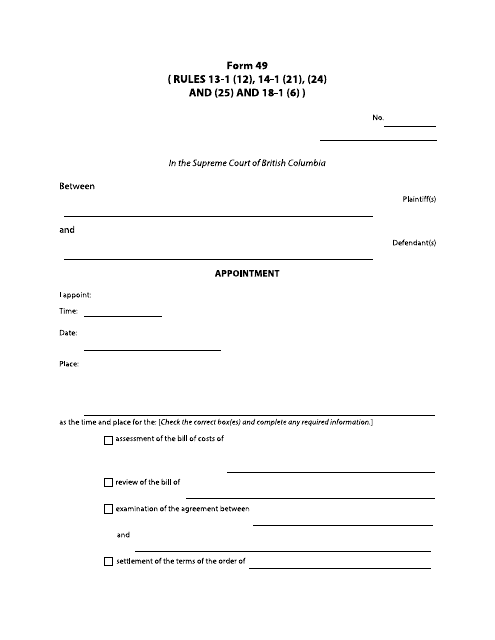 Form 49 Appointment - British Columbia, Canada
