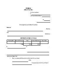 Document preview: Form 60 Certificate of Result of Sale - British Columbia, Canada