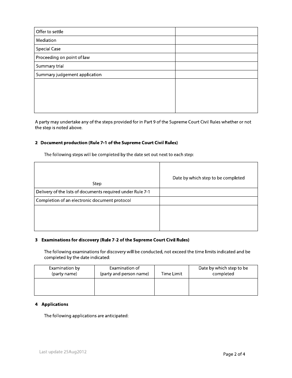 Form 21 Case Plan Order - British Columbia, Canada, Page 2