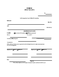 Document preview: Form 64 Certificate of Costs - British Columbia, Canada