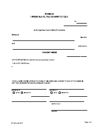 Document preview: Form 34 Consent Order - British Columbia, Canada