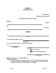 Document preview: Form 122 Demand - British Columbia, Canada