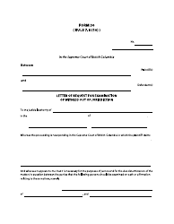 Form 30 Letter of Request for Examination of Witness out of Jurisdiction - British Columbia, Canada