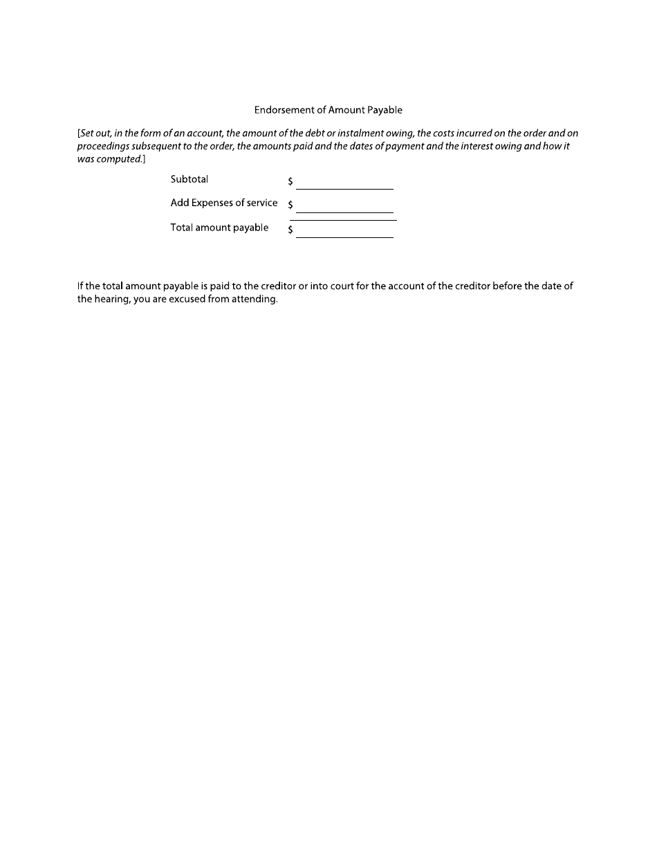 Form 58 Notice of Application for Committal - British Columbia, Canada, Page 3