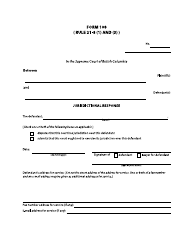 Document preview: Form 108 Jurisdictional Response - British Columbia, Canada