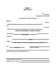 Document preview: Form 110 Notice of Appointment or Change of Lawyer - British Columbia, Canada