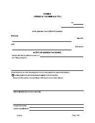 Form 9 &quot;Notice of Address for Service&quot; - British Columbia, Canada