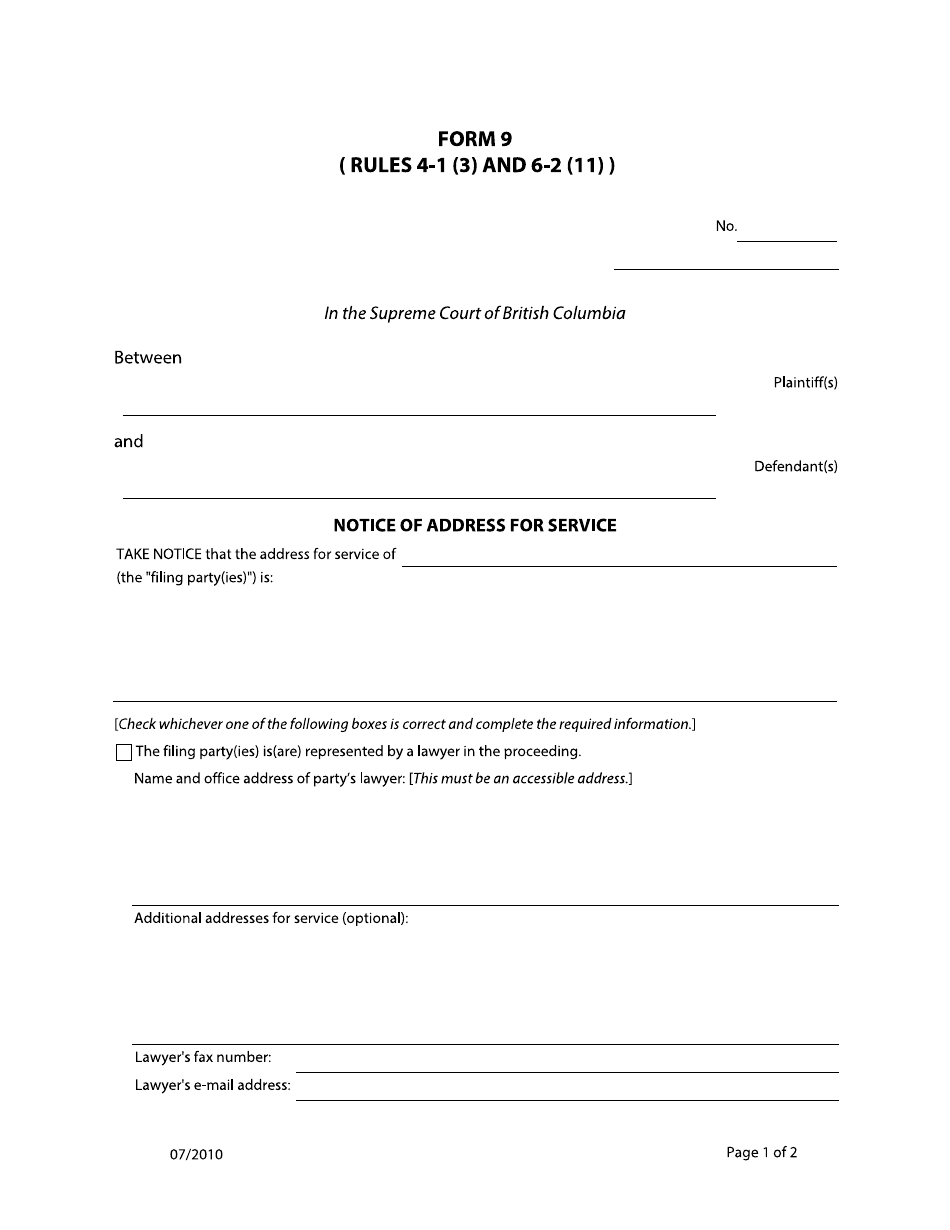 Form 9 Fill Out, Sign Online and Download Fillable PDF, British