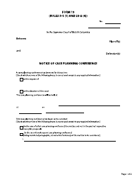 Document preview: Form 19 Notice of Case Planning Conference - British Columbia, Canada