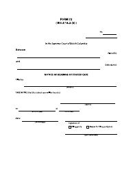 Document preview: Form 72 Notice of Hearing of Stated Case - British Columbia, Canada