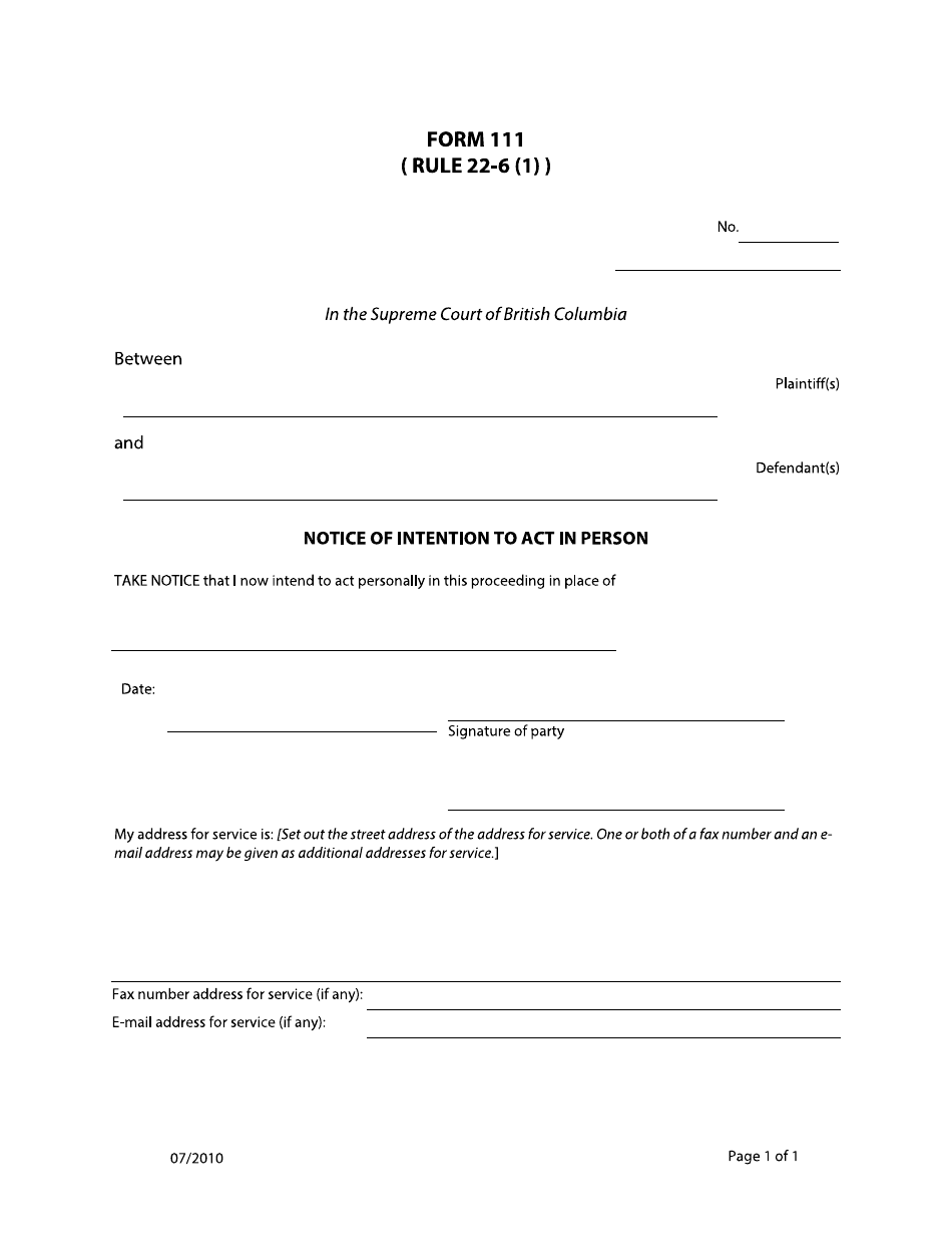 Form 111 - Fill Out, Sign Online and Download Fillable PDF, British ...