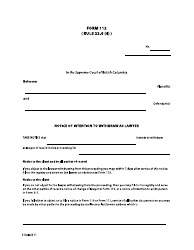 Form 112 Notice of Intention to Withdraw as Lawyer - British Columbia, Canada