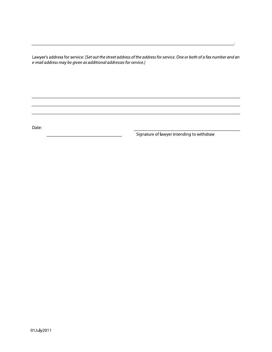 Form 112 Notice of Intention to Withdraw as Lawyer - British Columbia, Canada, Page 2