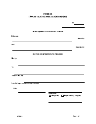 Document preview: Form 44 Notice of Intention to Proceed - British Columbia, Canada