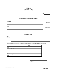 Form 40 Notice of Trial - British Columbia, Canada