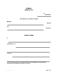 Document preview: Form 26 Notice to Admit - British Columbia, Canada