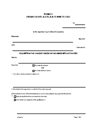 Form 31 Requisition for Consent Order or for Order Without Notice - British Columbia, Canada