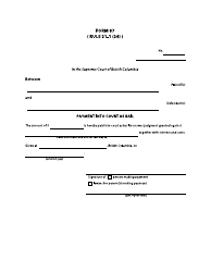 Document preview: Form 87 Payment Into Court as Bail - British Columbia, Canada