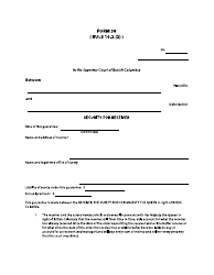 Form 38 Security for Receiver - British Columbia, Canada