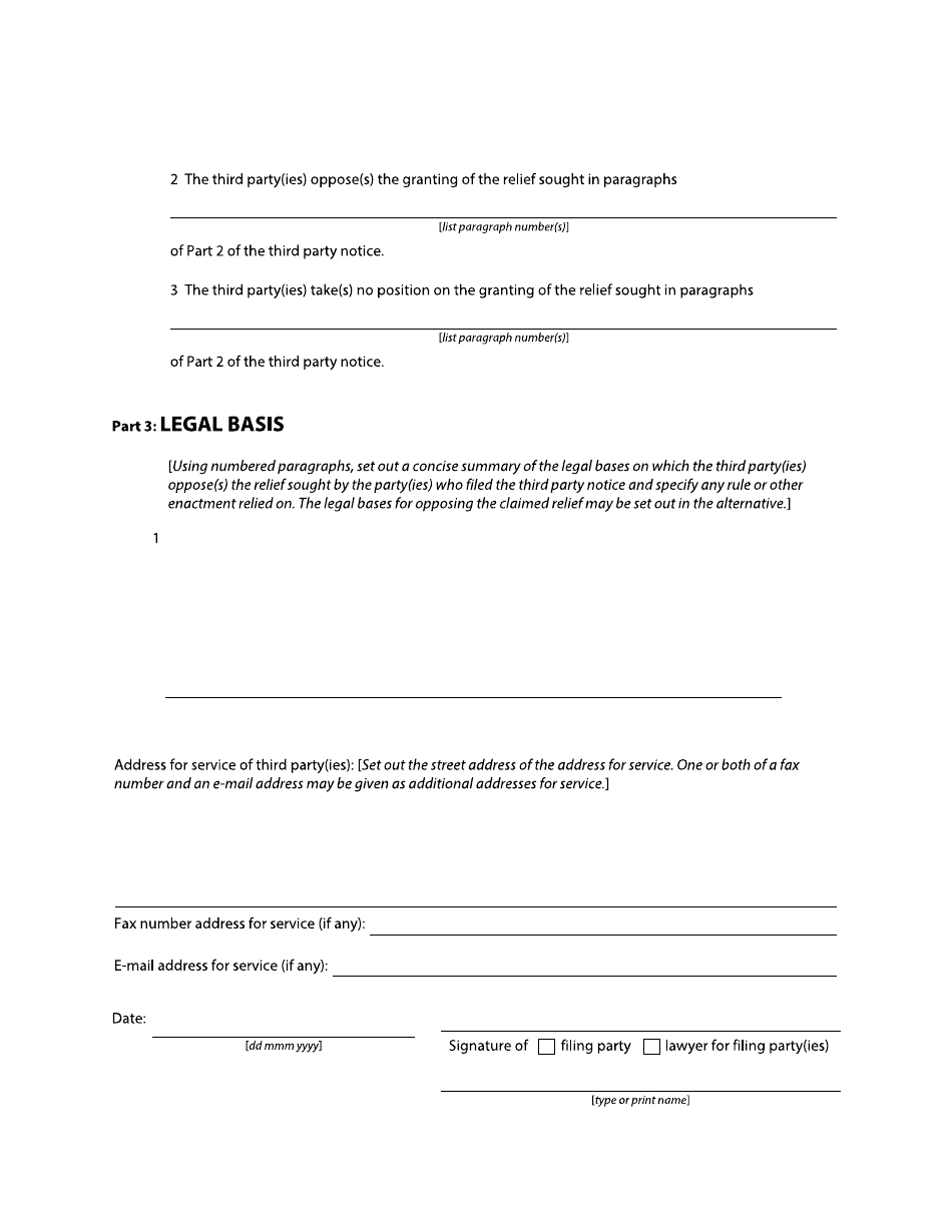Form 6 Response to Third Party Notice - British Columbia, Canada, Page 3