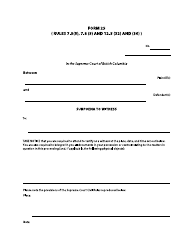 Form 25 Subpoena to Witness - British Columbia, Canada