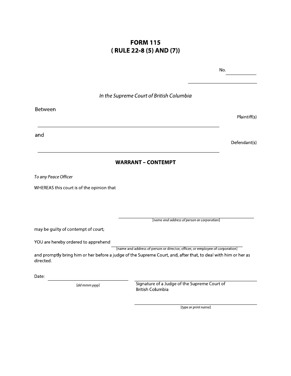 Form 115 - Fill Out, Sign Online and Download Fillable PDF, British ...