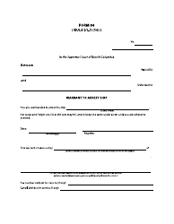 Document preview: Form 84 Warrant to Arrest Ship - British Columbia, Canada