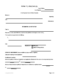 Form 17.1 Requisition - Short Notice - British Columbia, Canada
