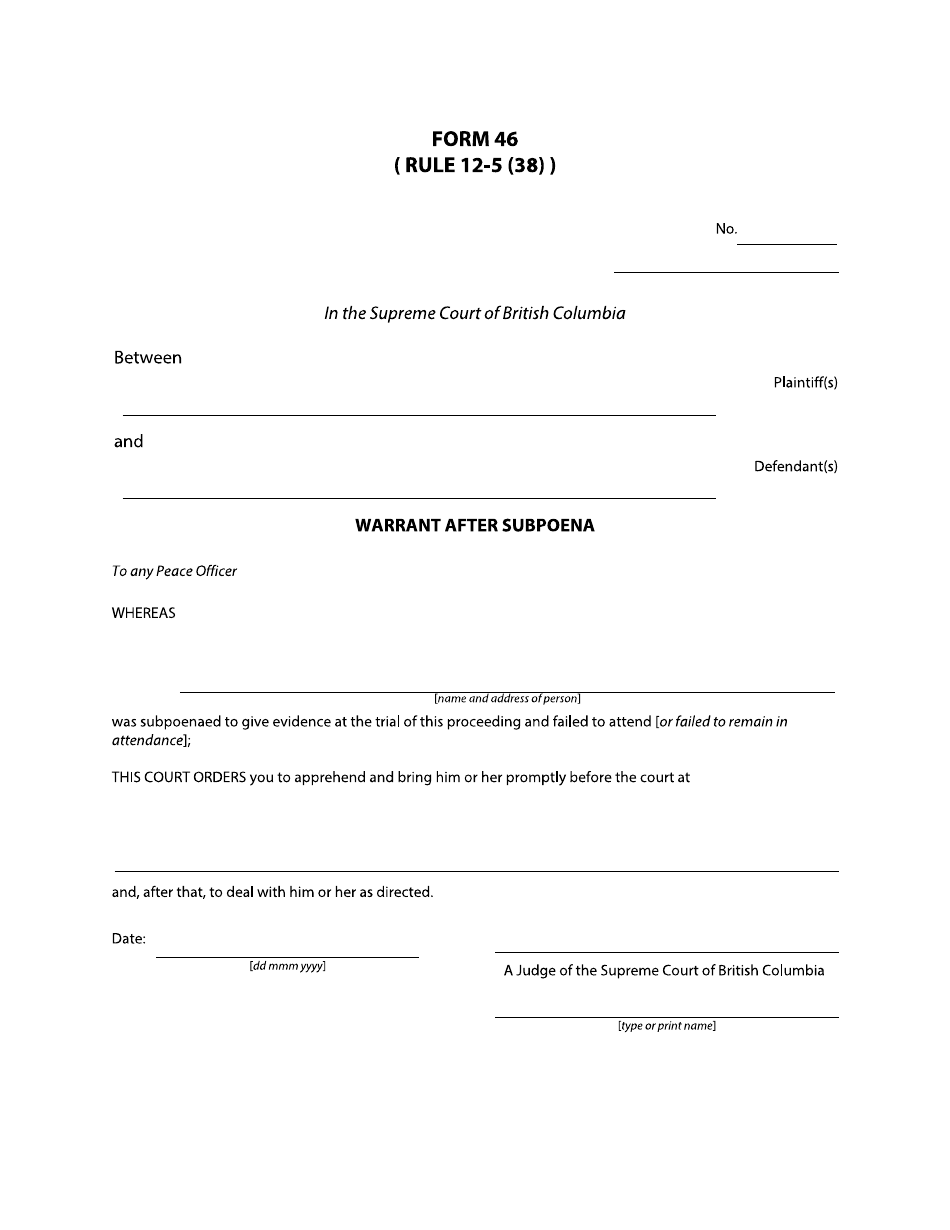 Form 46 - Fill Out, Sign Online and Download Fillable PDF, British ...