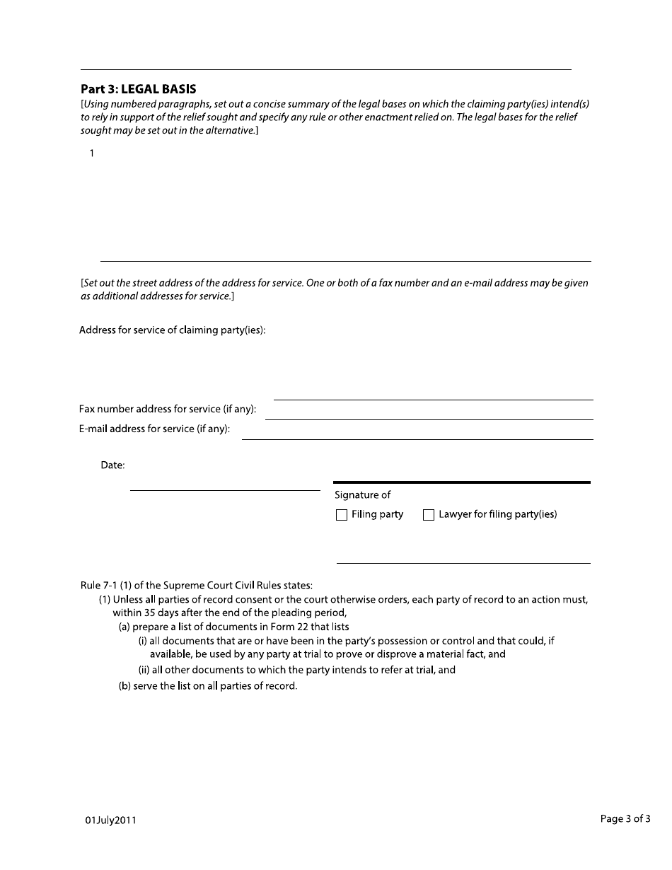 Form 5 Third Party Notice - British Columbia, Canada, Page 3