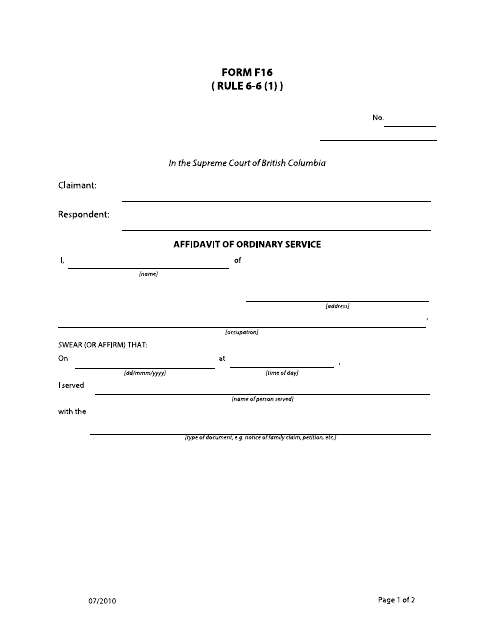 Form F16  Printable Pdf