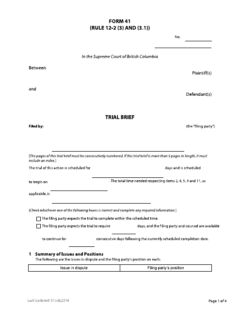 Form 41  Printable Pdf