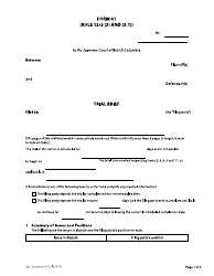 Form 41 Trial Brief - British Columbia, Canada