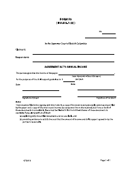 Form F9 &quot;Agreement as to Annual Income&quot; - British Columbia, Canada