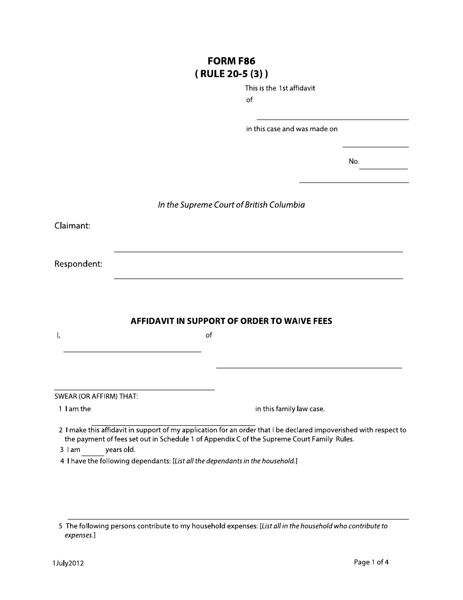 Form F86 - Fill Out, Sign Online and Download Fillable PDF, British ...