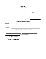 Document preview: Form F84 Affidavit of Attainment of Majority - British Columbia, Canada