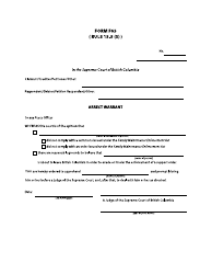 Document preview: Form F65 Arrest Warrant - British Columbia, Canada