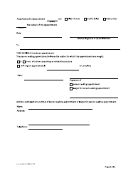 Form F55 Appointment - British Columbia, Canada, Page 2