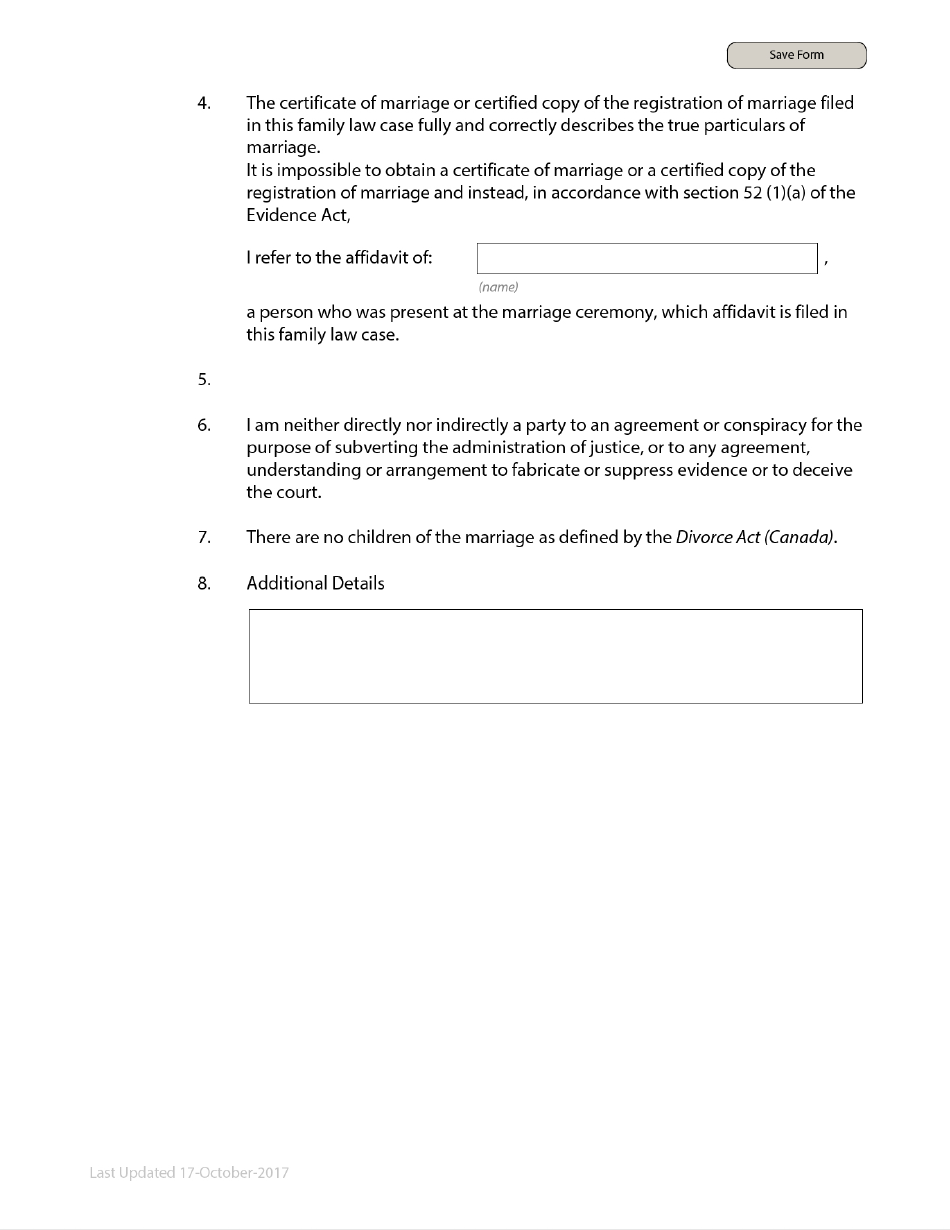 Form F38 Affidavit - Desk Order Divorce - British Columbia, Canada, Page 3