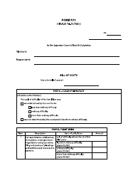 Document preview: Form F71 Bill of Costs - British Columbia, Canada