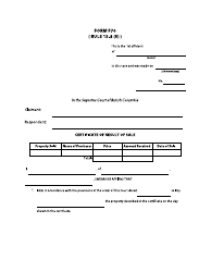 Document preview: Form F70 Certificate of Result of Sale - British Columbia, Canada