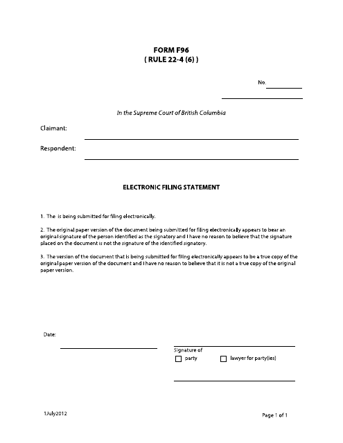 Form F96  Printable Pdf