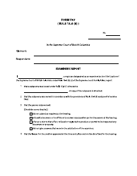 Document preview: Form F67 Examiner's Report - British Columbia, Canada