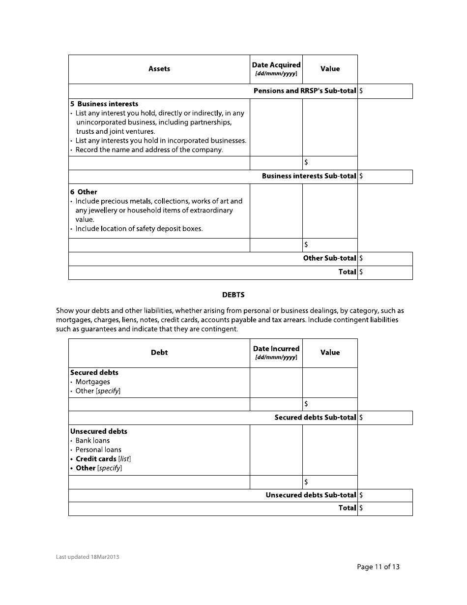 Form F8 Financial Statement - British Columbia, Canada, Page 11
