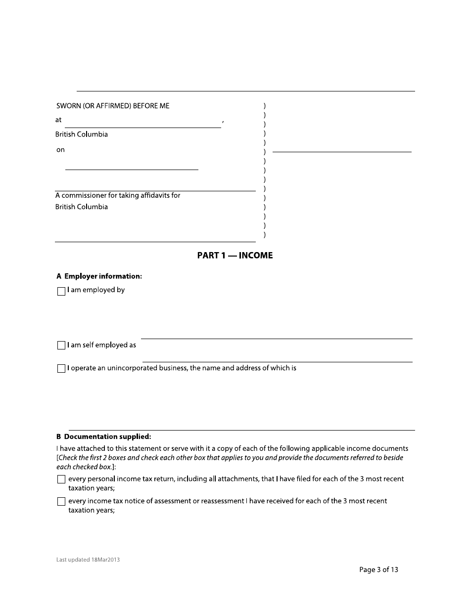 Form F8 Financial Statement - British Columbia, Canada, Page 3
