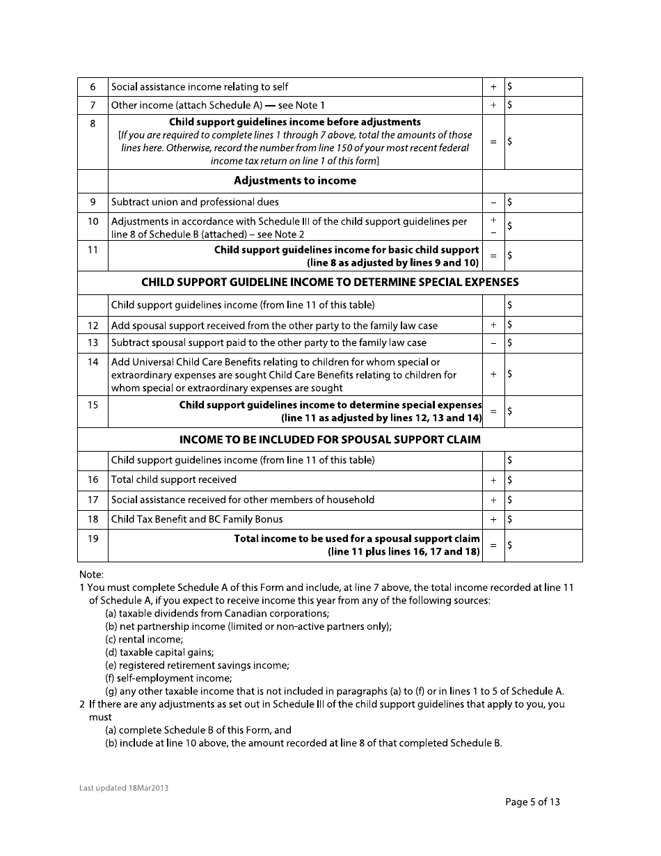 Form F8 Financial Statement - British Columbia, Canada, Page 5