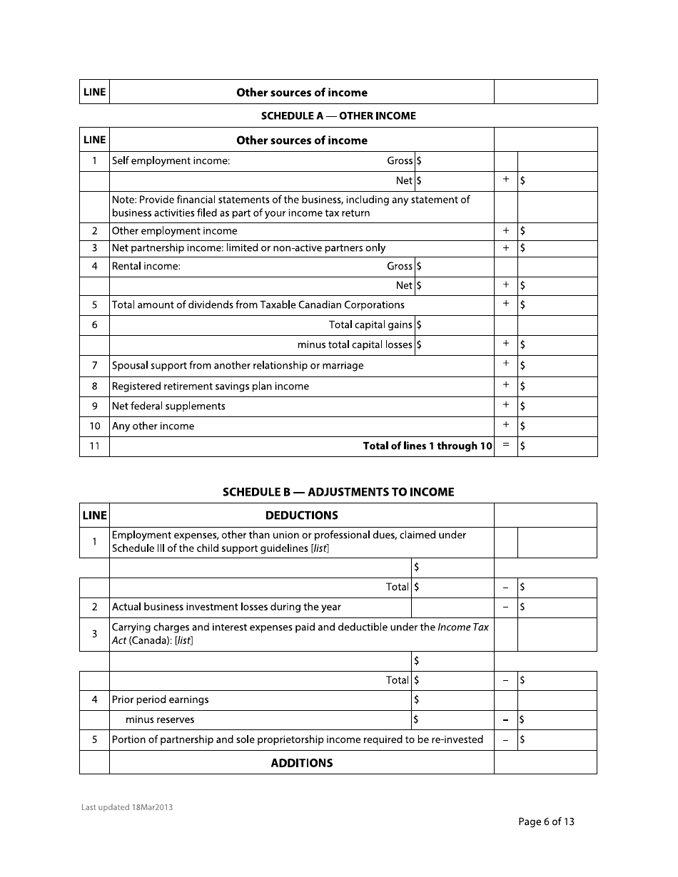 Form F8 Financial Statement - British Columbia, Canada, Page 6