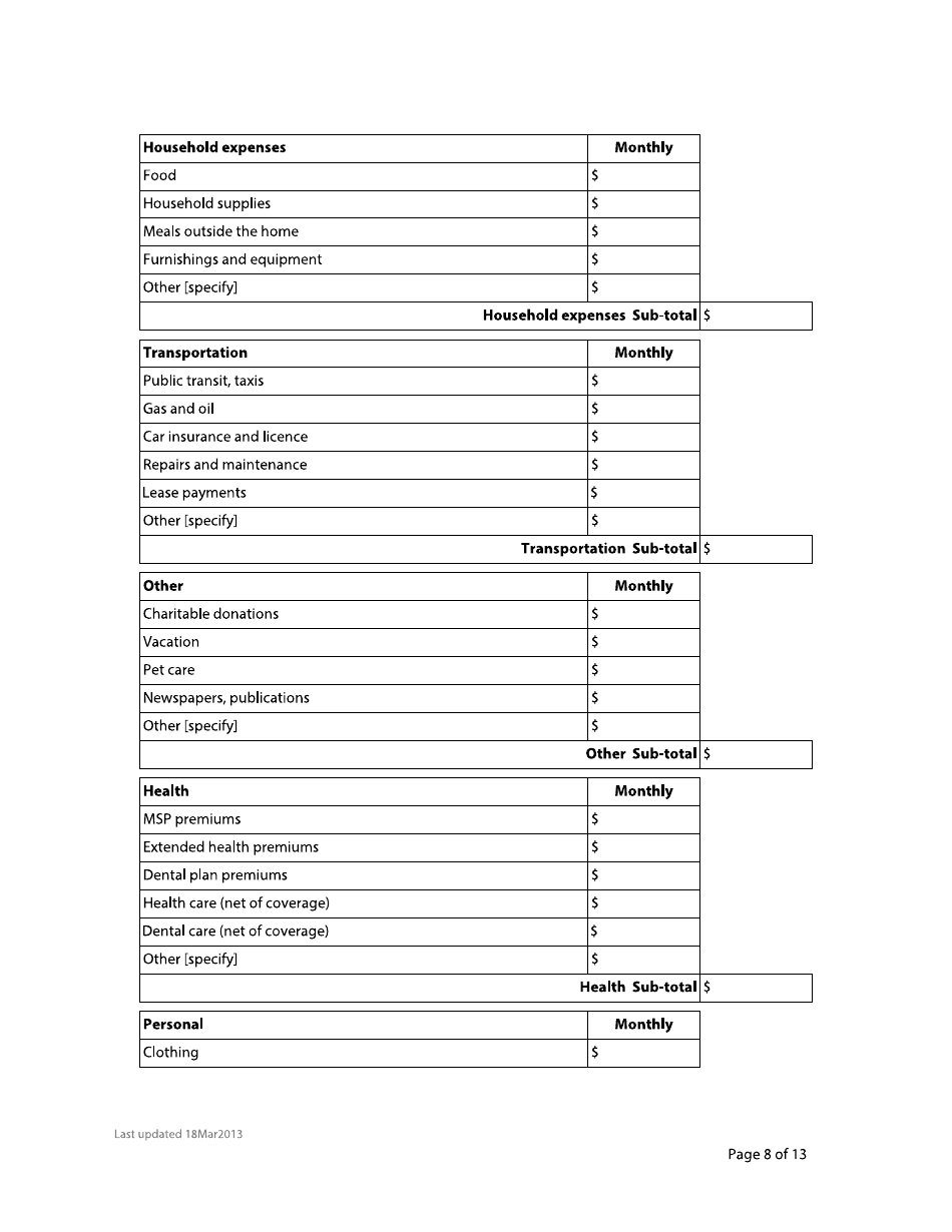 Form F8 Financial Statement - British Columbia, Canada, Page 8