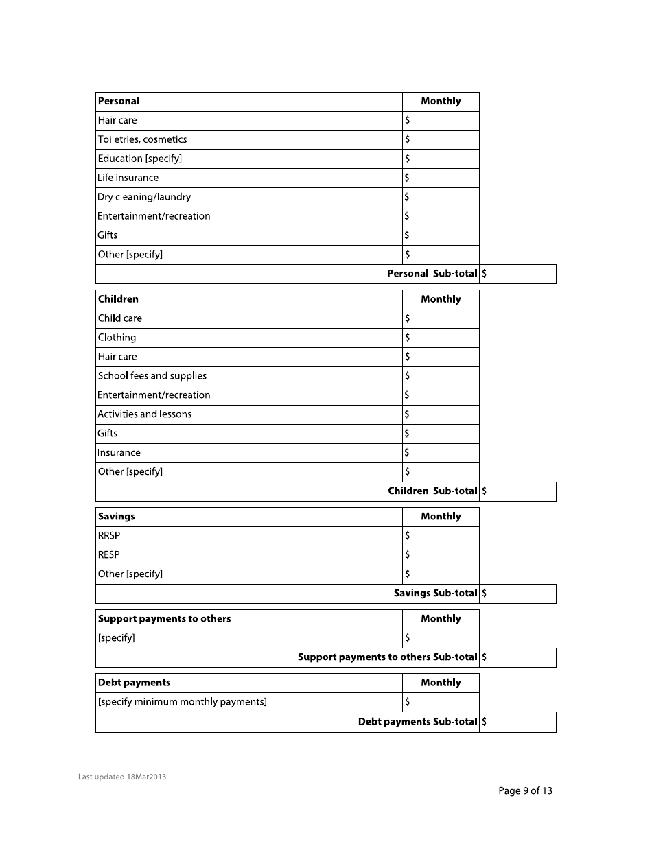 Form F8 Financial Statement - British Columbia, Canada, Page 9