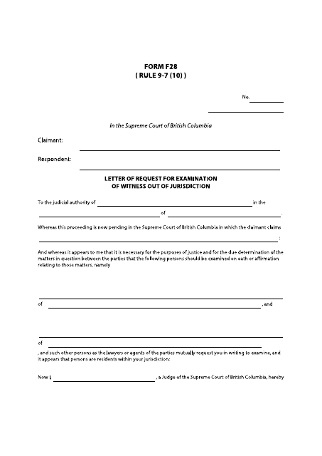 Form F28 Download Printable Pdf Or Fill Online Letter Of